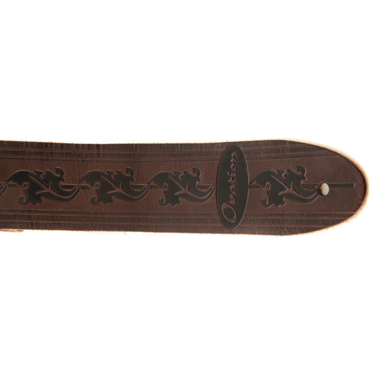 Ovation Guitar Premium Leather Strap Signature Leaf Chocolate