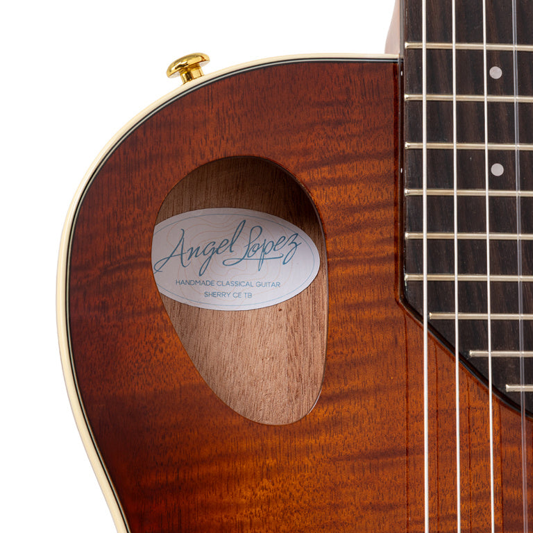 Angel Lopez Hybrid Nylon Electric Semi-Acoustic Guitar, Tobacco Sunburst