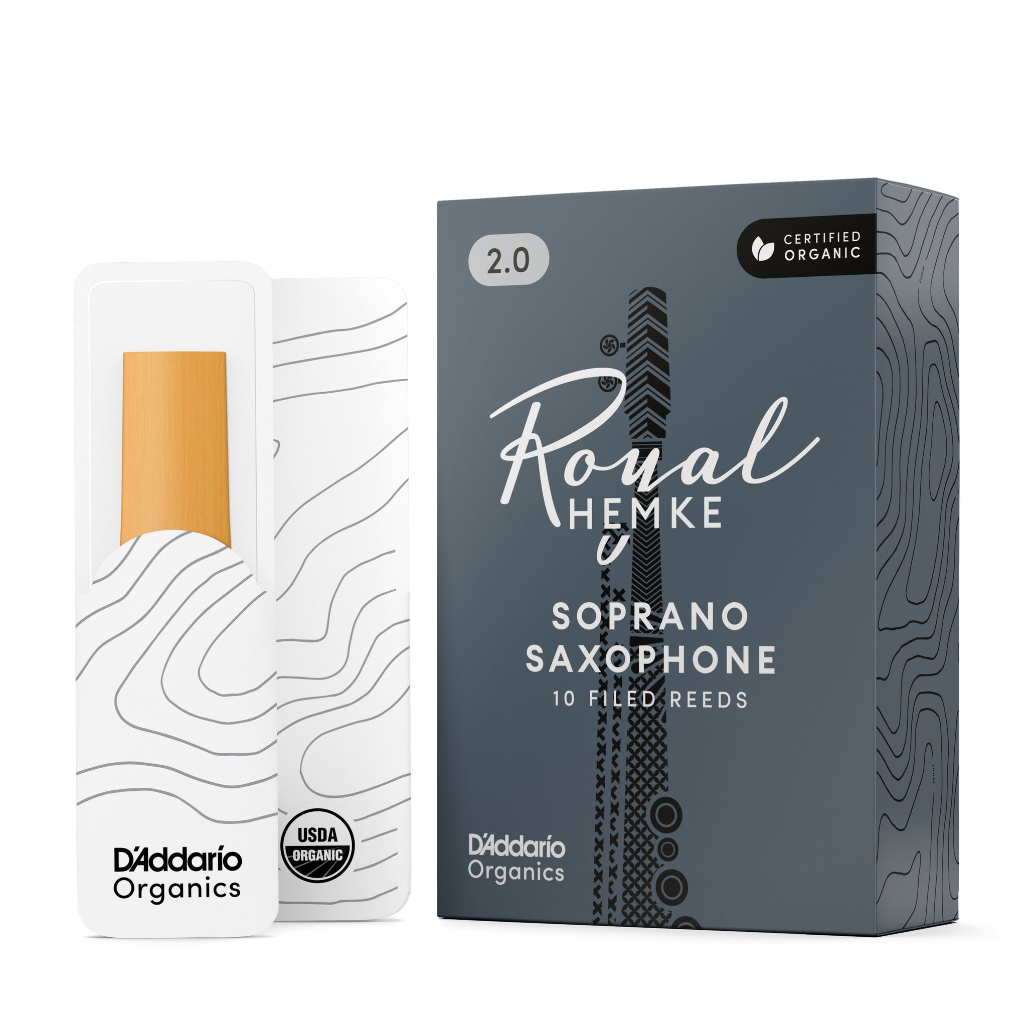 Royal Hemke Organic Soprano Saxophone Reeds, Strength 2.0, 10-pack