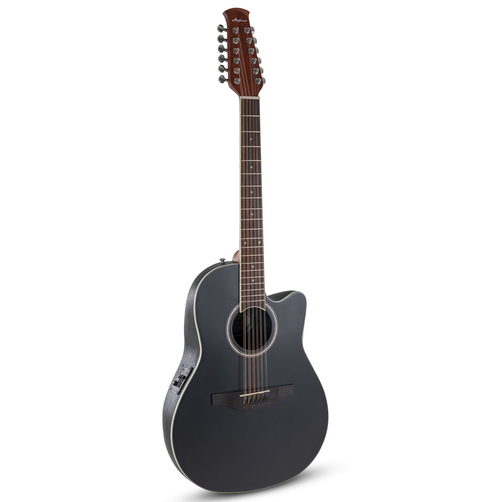 Applause E-Acoustic 12-String Acoustic Electric Guitar Black Satin