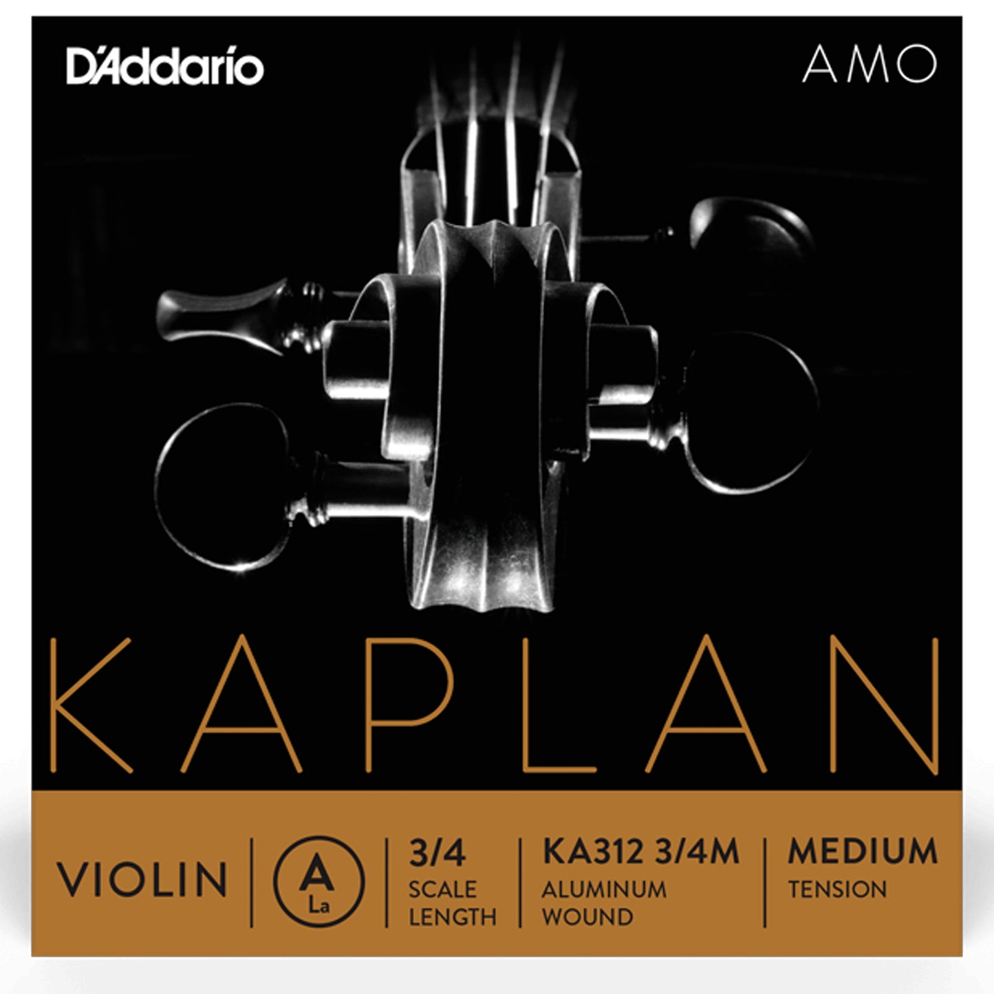 D'Addario Kaplan Amo Violin A String, 3/4 Scale, Medium Tension