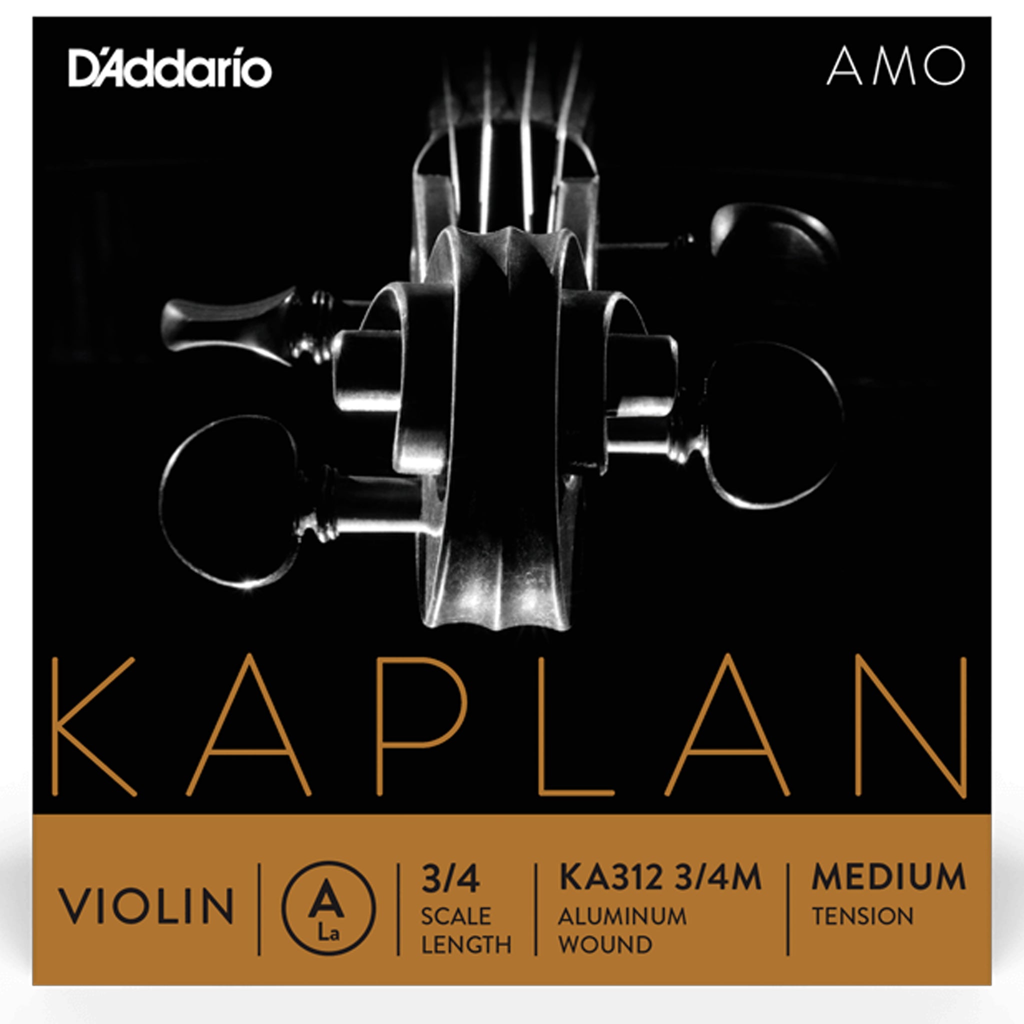 D'Addario Kaplan Amo Violin A String, 3/4 Scale, Medium Tension