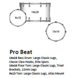 Ludwig Vistalite Pro Beat 3-piece Acoustic Drum Set Shell Pack Purple