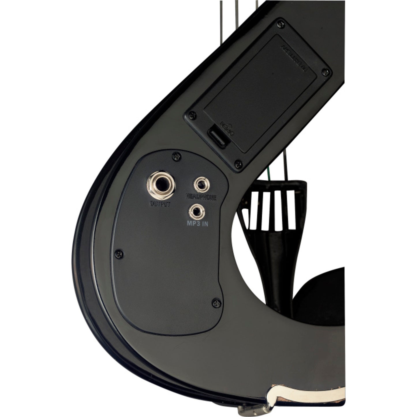 Stagg 4/4 Electric Violin Set With S-shaped Metallic Black, Case & Headphones