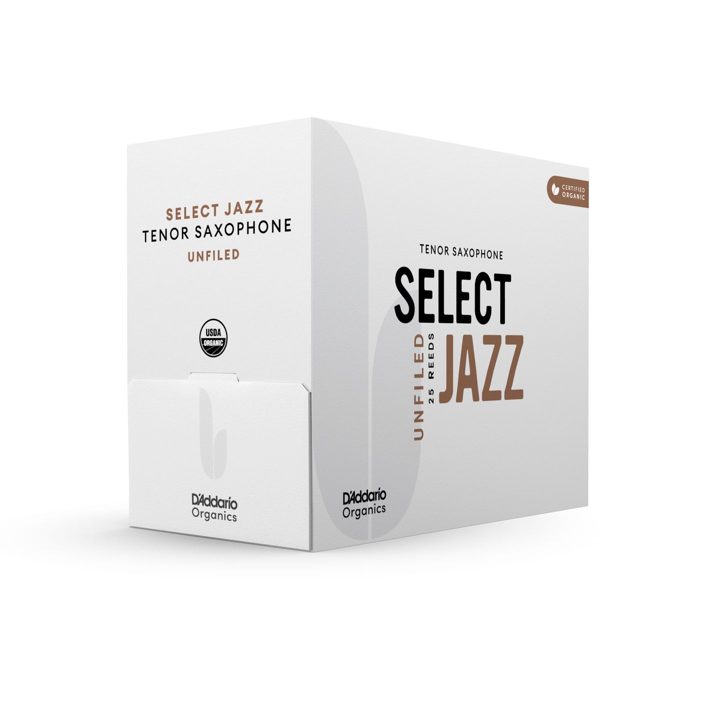 D'Addario Organic Select Jazz Unfiled Tenor Saxophone Reeds, 3 Soft, 25-Pack
