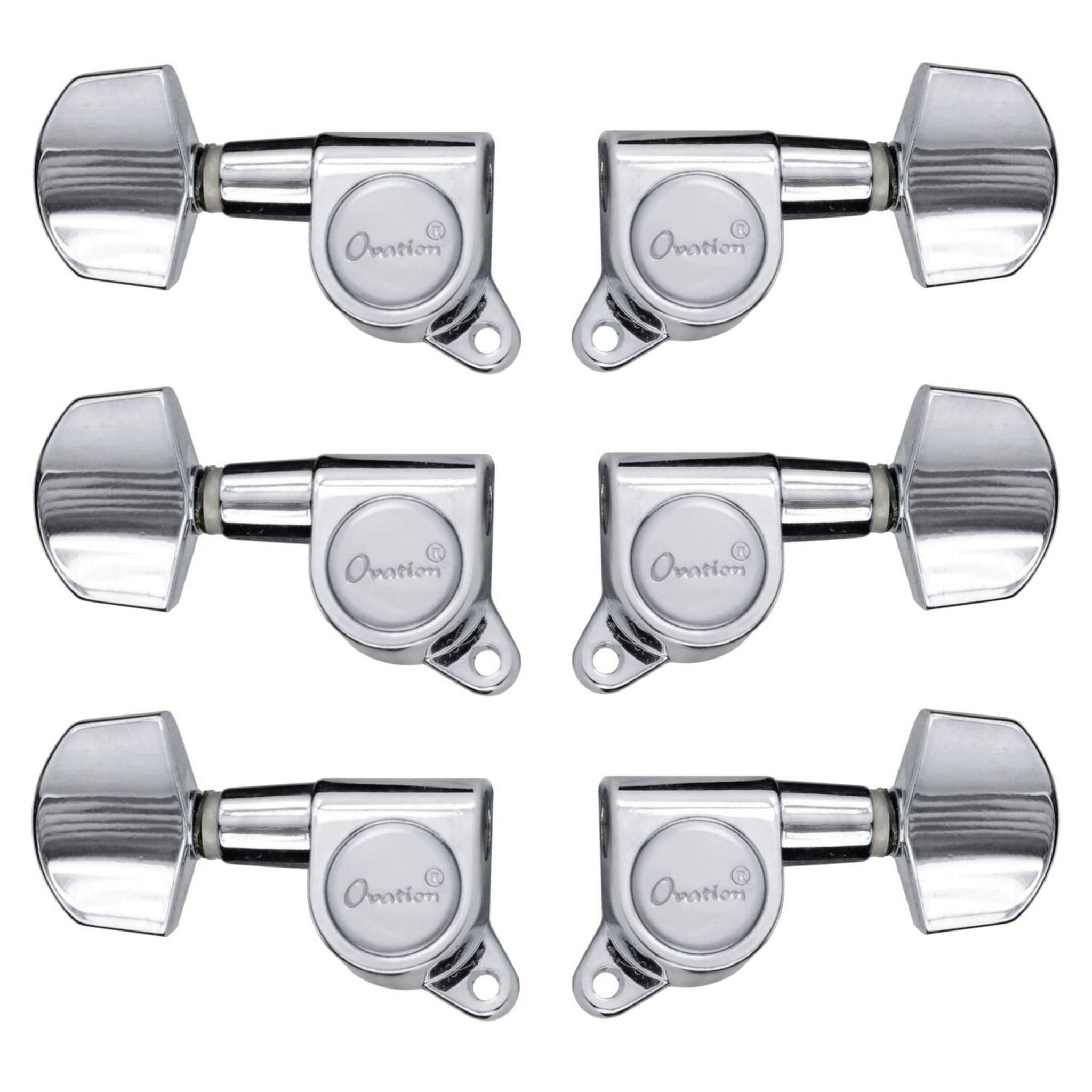 Ovation Chrome Guitar Tuning Machines Set, Large Pegs, 3+3, M01CR