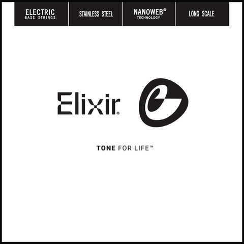 Elixir Stainless Steel Single Bass String, NANOWEB, Long Scale (.105)