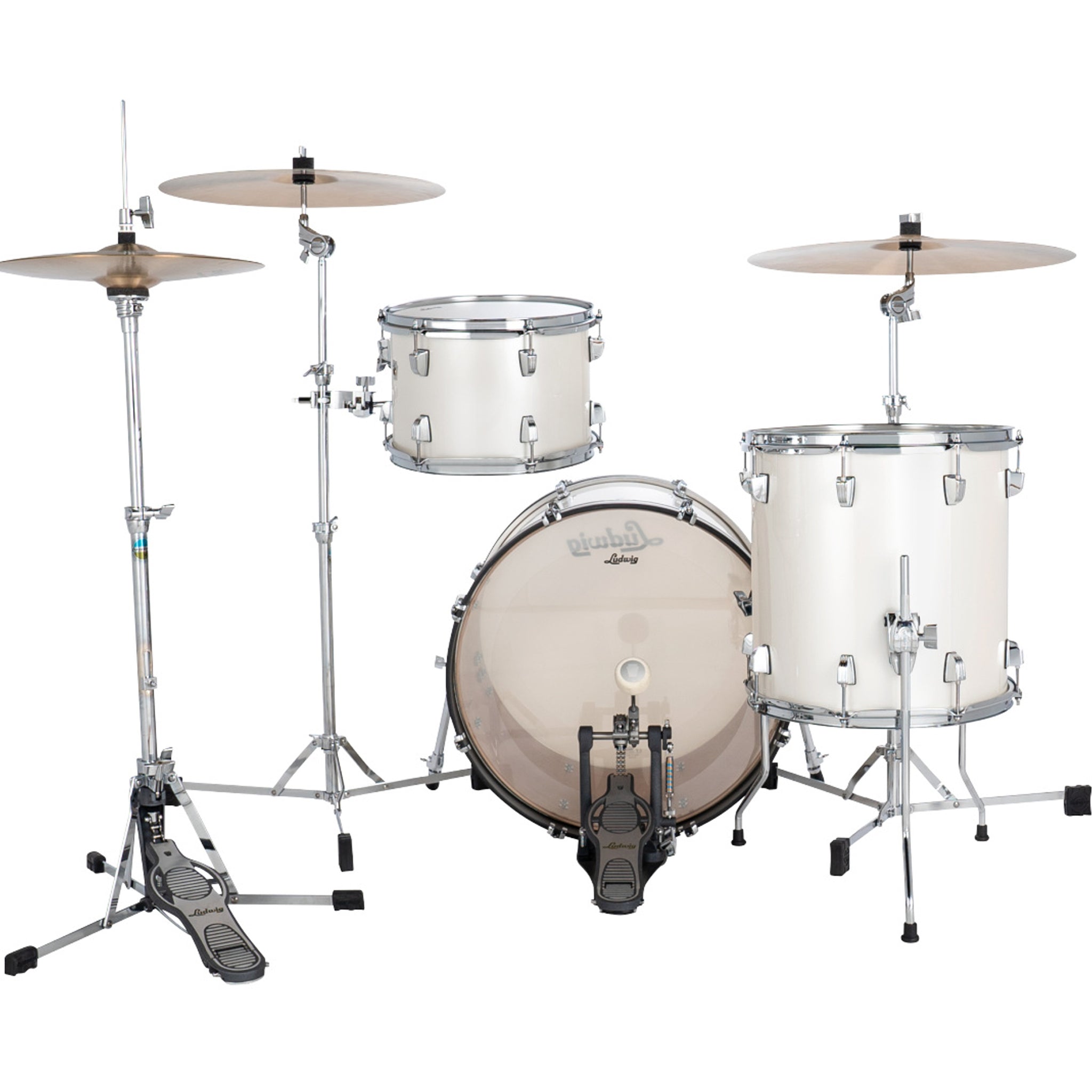 Ludwig NeuSonic Downbeat 3-piece Acoustic Drum Set Shell Pack Silver Silk