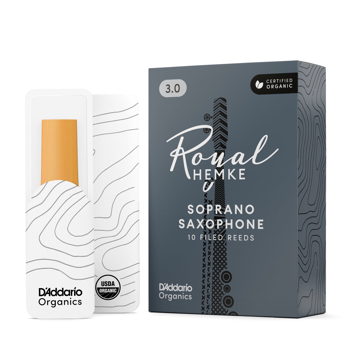 Royal Hemke Organic Soprano Saxophone Reeds, Strength 3.0, 10-pack
