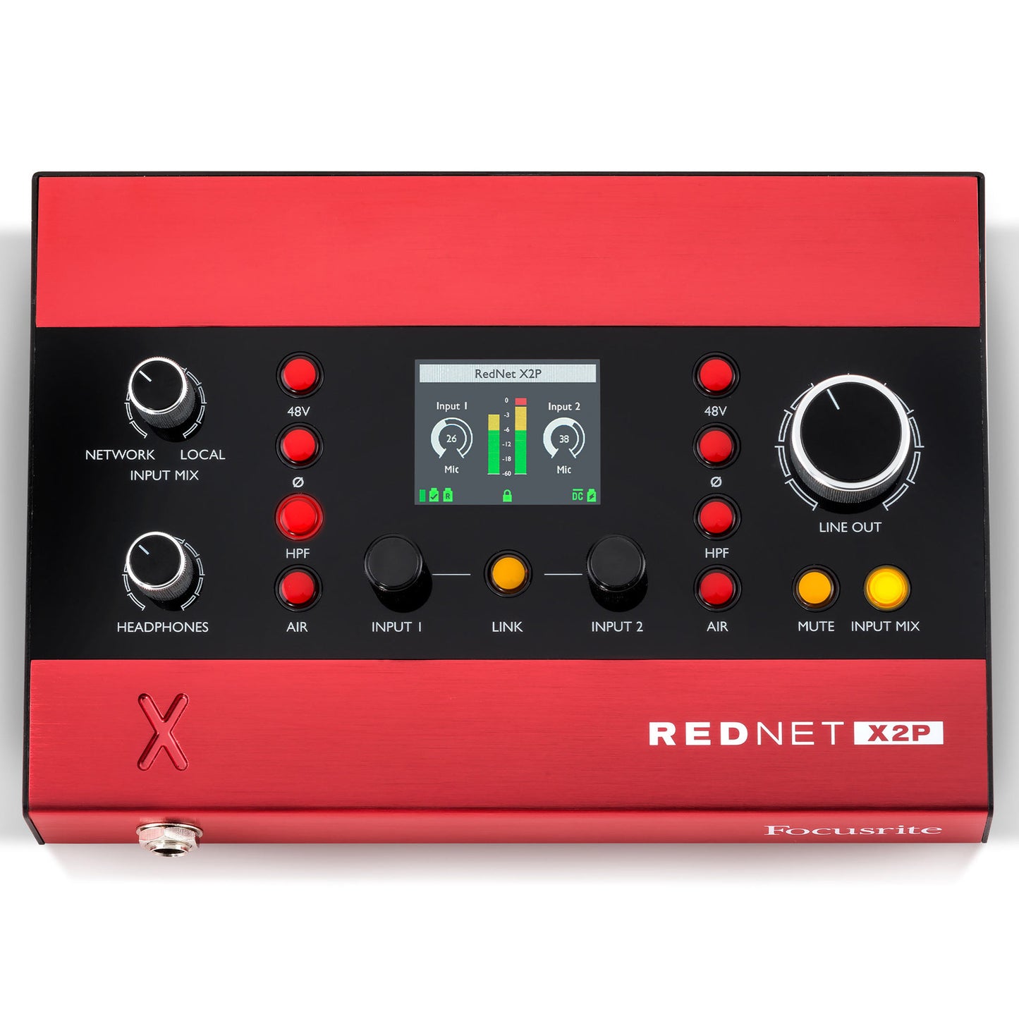 Focusrite Pro RedNet X2P 2x2 Ethernet Audio Digital IO with Mic Preamps