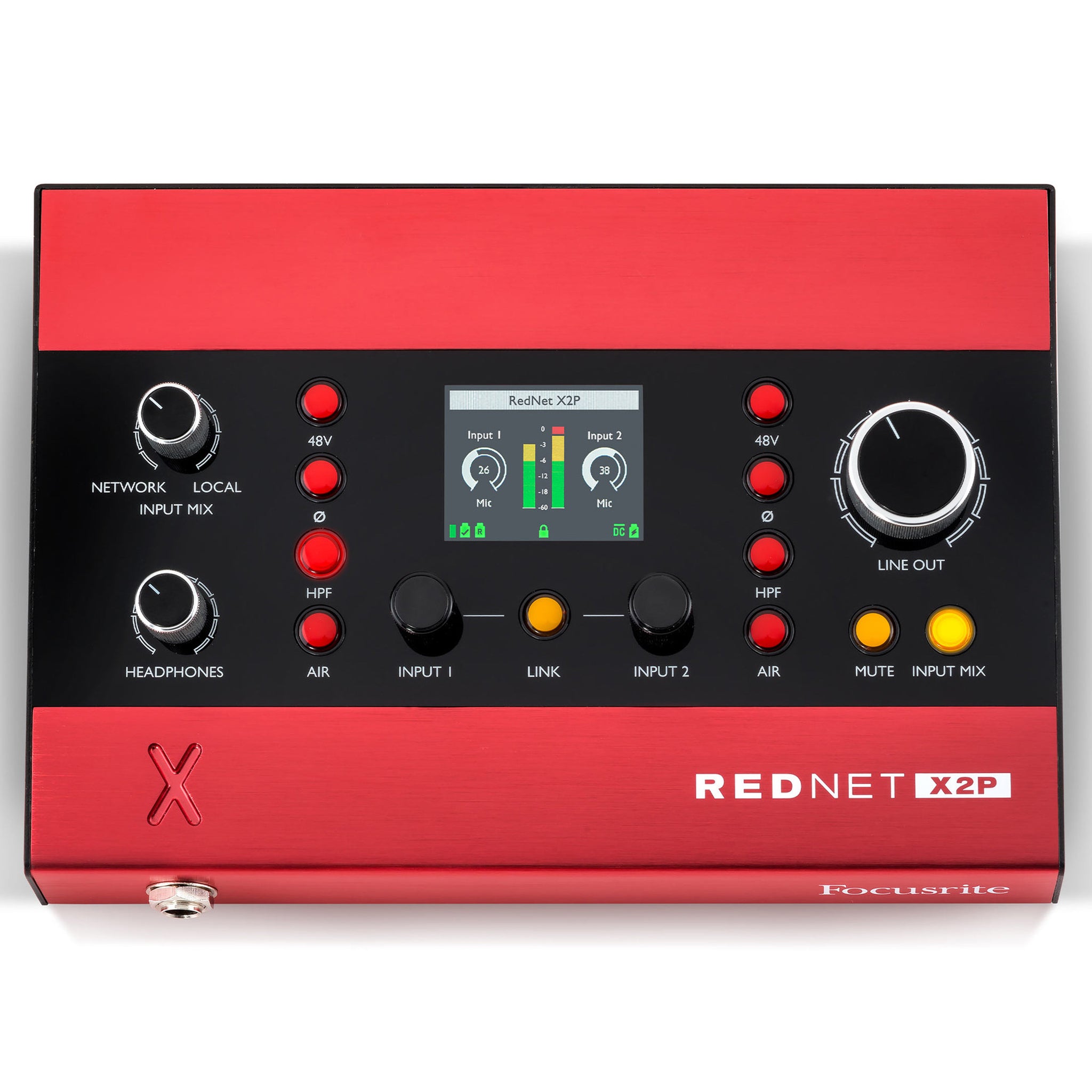 Focusrite Pro RedNet X2P 2x2 Ethernet Audio Digital IO with Mic Preamps