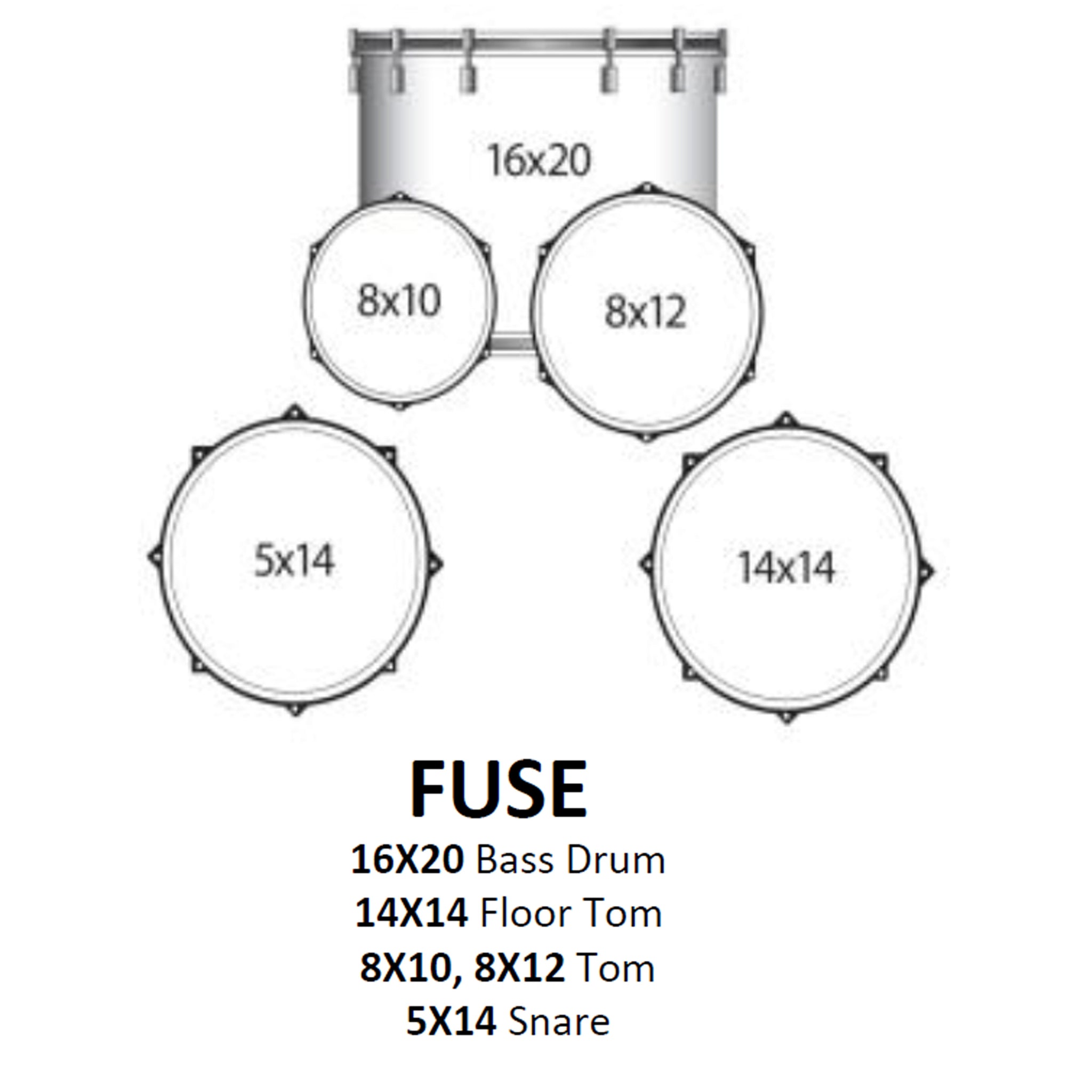 Ludwig Accent FUSE 5pc Acoustic Drum Set Pack Red Sparkle
