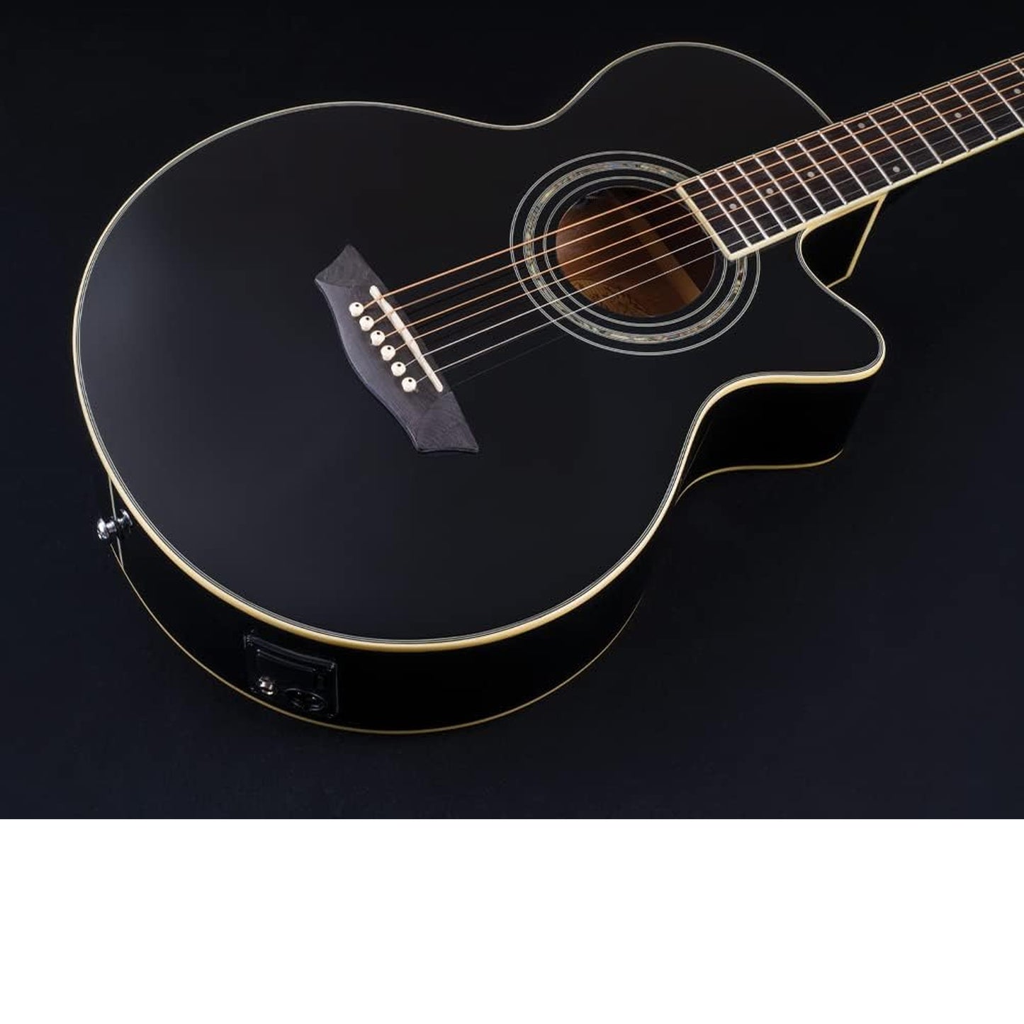 Washburn EA12 Festival Series Mini Jumbo Cutaway Acoustic Electric Guitar. Black