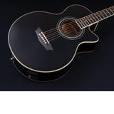 Washburn EA12 Festival Series Mini Jumbo Cutaway Acoustic Electric Guitar. Black