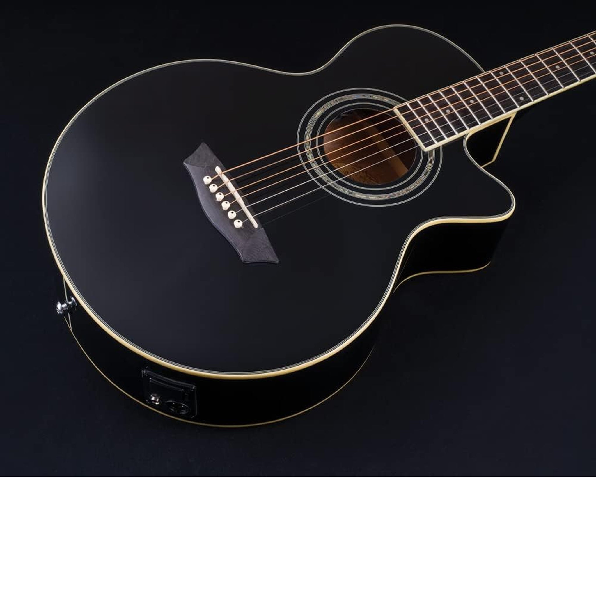 Washburn EA12 Festival Series Mini Jumbo Cutaway Acoustic Electric Guitar. Black