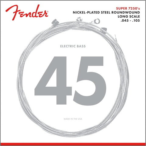 Fender 7250 Bass Strings, Nickel Plated Steel Roundwound, Long Scale, .045-.105