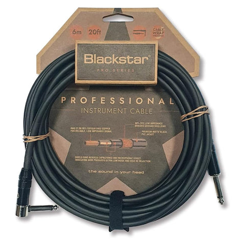 Blackstar 20ft Pro Series Instrument Cable Straight 1/4 Jack to Angle 1/4 Jack