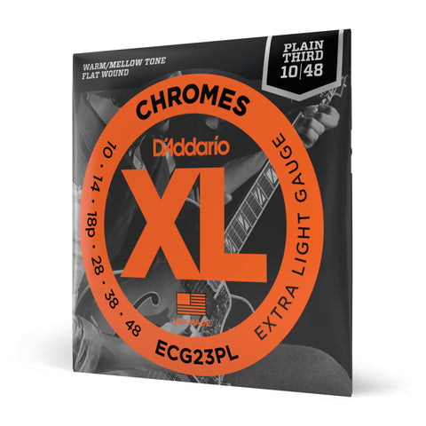 D'Addario 10-48 Extra Light, Plain Third, XL Chromes Electric Guitar Strings