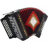 D'Luca Primo Button Accordion 31 Keys 12 Bass on GCF Key with Case and Straps, Black