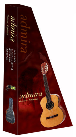 Admira Guitar Pack With Admira Alba 3/4 Classical Guitar, Beginner, Tuner, Bag