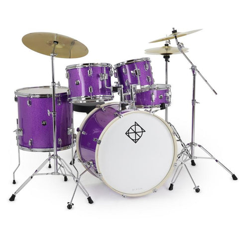 Dixon Spark 5pc Drum Set Purple Sparkle Complete Outfit