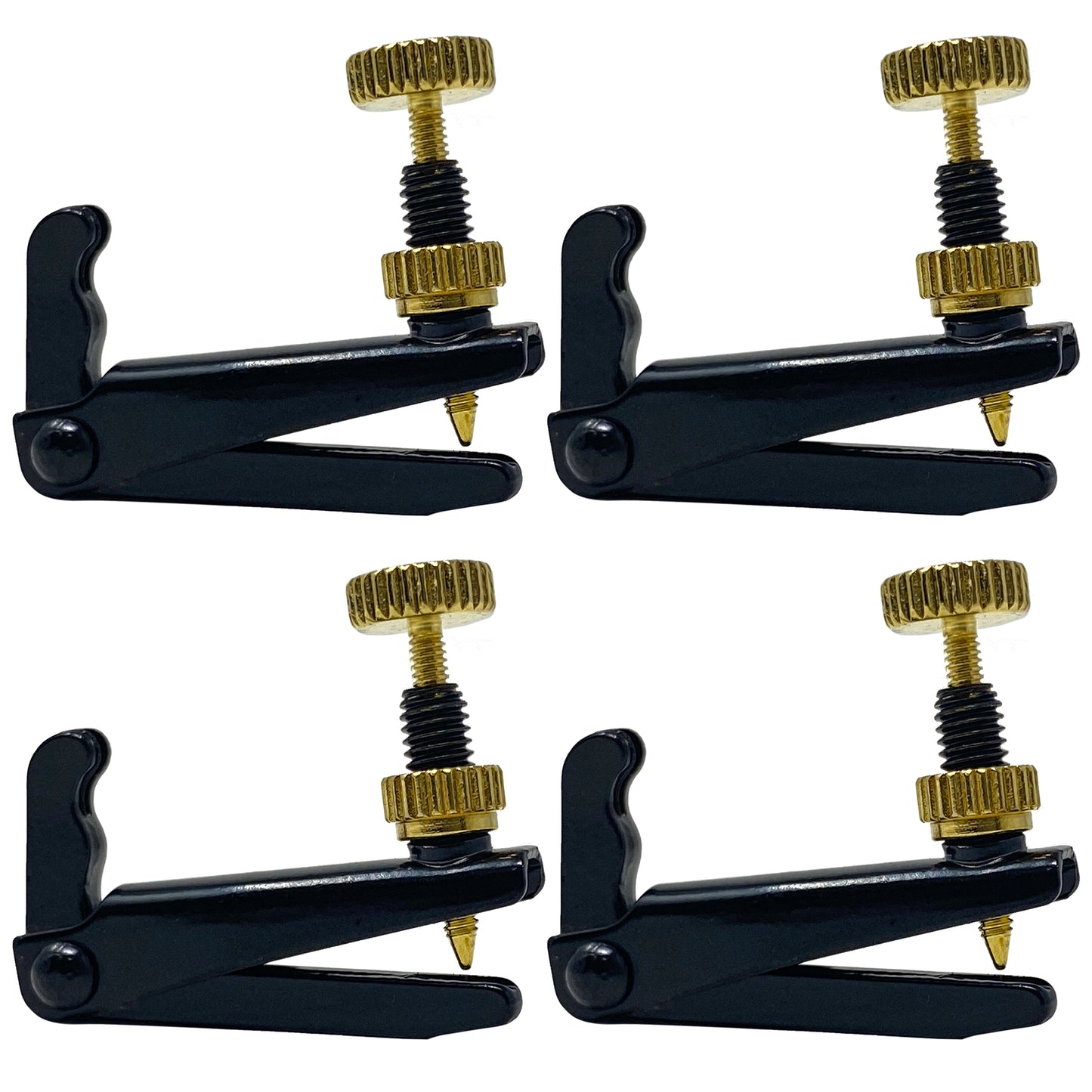 D'Luca Black Violin Fine Tuners Adjusters for 3/4 and 4/4 Size, 4 Pack
