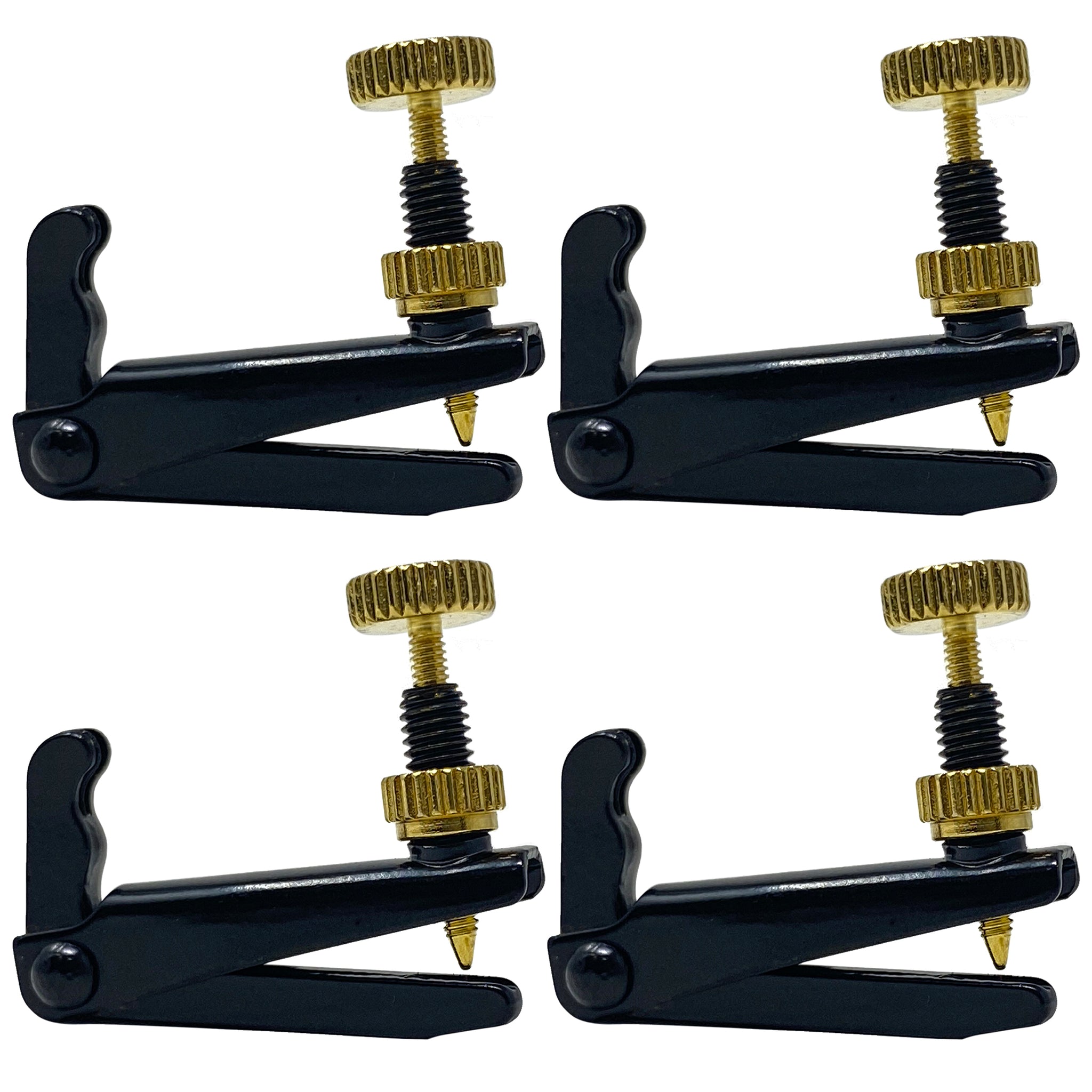 D'Luca Black Violin Fine Tuners Adjusters for 3/4 and 4/4 Size, 4 Pack