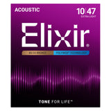 Elixir 80/20 Bronze Acoustic Guitar Strings, POLYWEB, Extra Light (.010-.047)