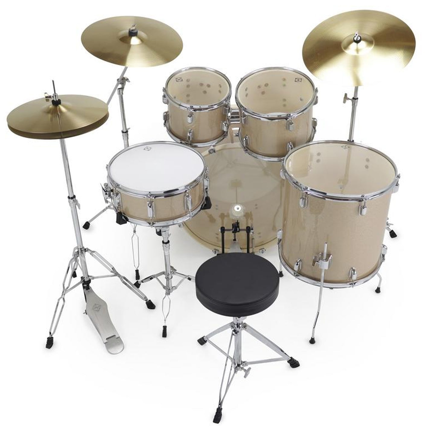 Dixon Spark 5pc Drum Set Champagne Sparkle Complete Outfit