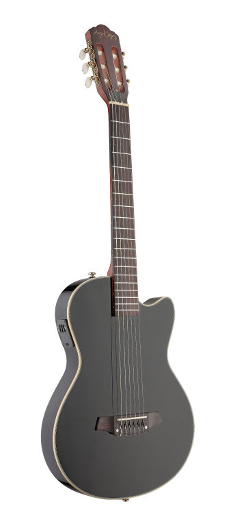 Angel Lopez 4/4 Cutaway Electric Classical Guitar Solid Body, Black