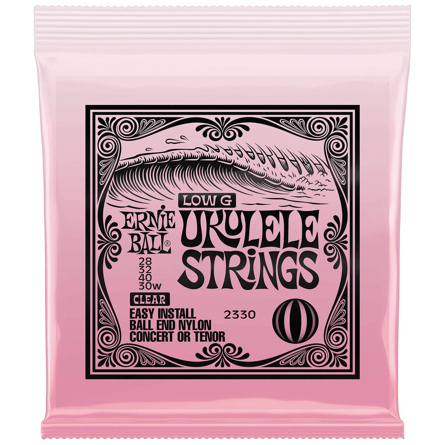 Ernie Ball Concert/Tenor Wound Low G Nylon Ball End Ukulele Strings - Clear