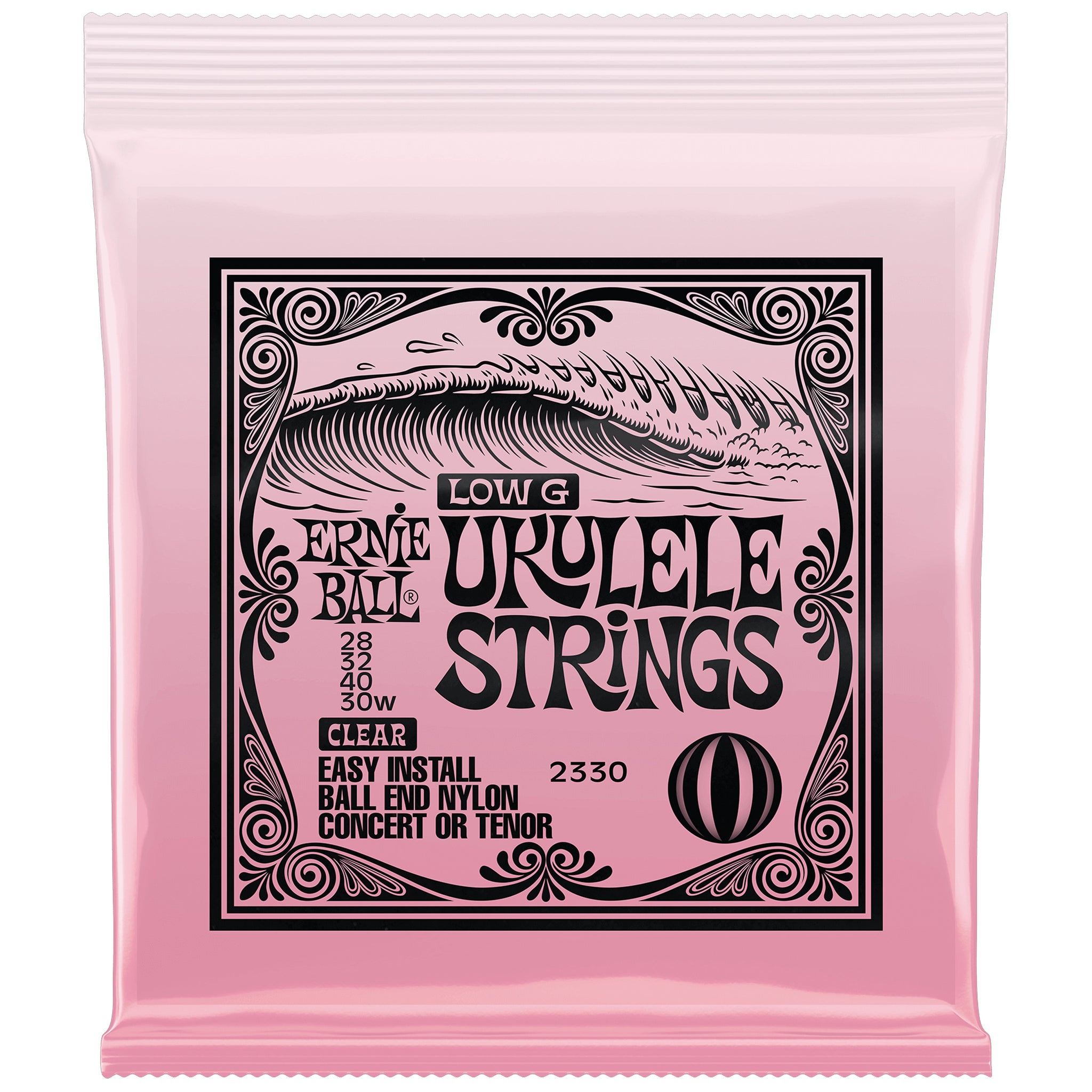 Ernie Ball Concert/Tenor Wound Low G Nylon Ball End Ukulele Strings - Clear
