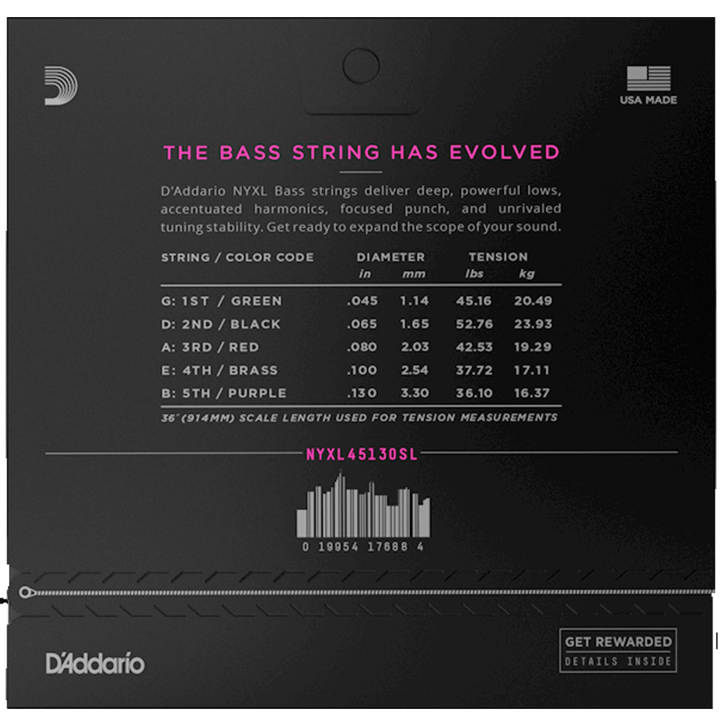 D'Addario NYXL45130SL Bass Guitar Strings Regular Light 5-String Super Long