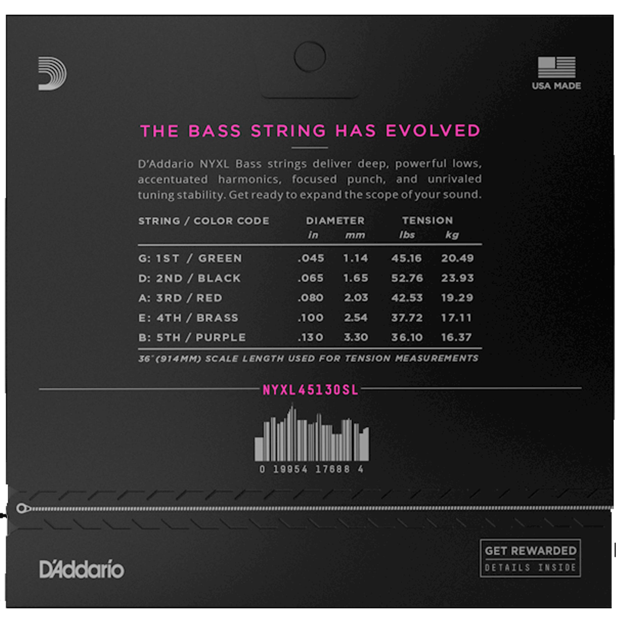 D'Addario NYXL45130SL Bass Guitar Strings Regular Light 5-String Super Long