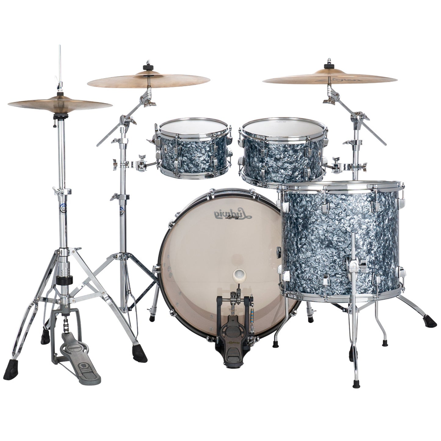 Ludwig NeuSonic Rapid MOD2 4-piece Acoustic Drum Set Shell Pack Steel Blue Pearl