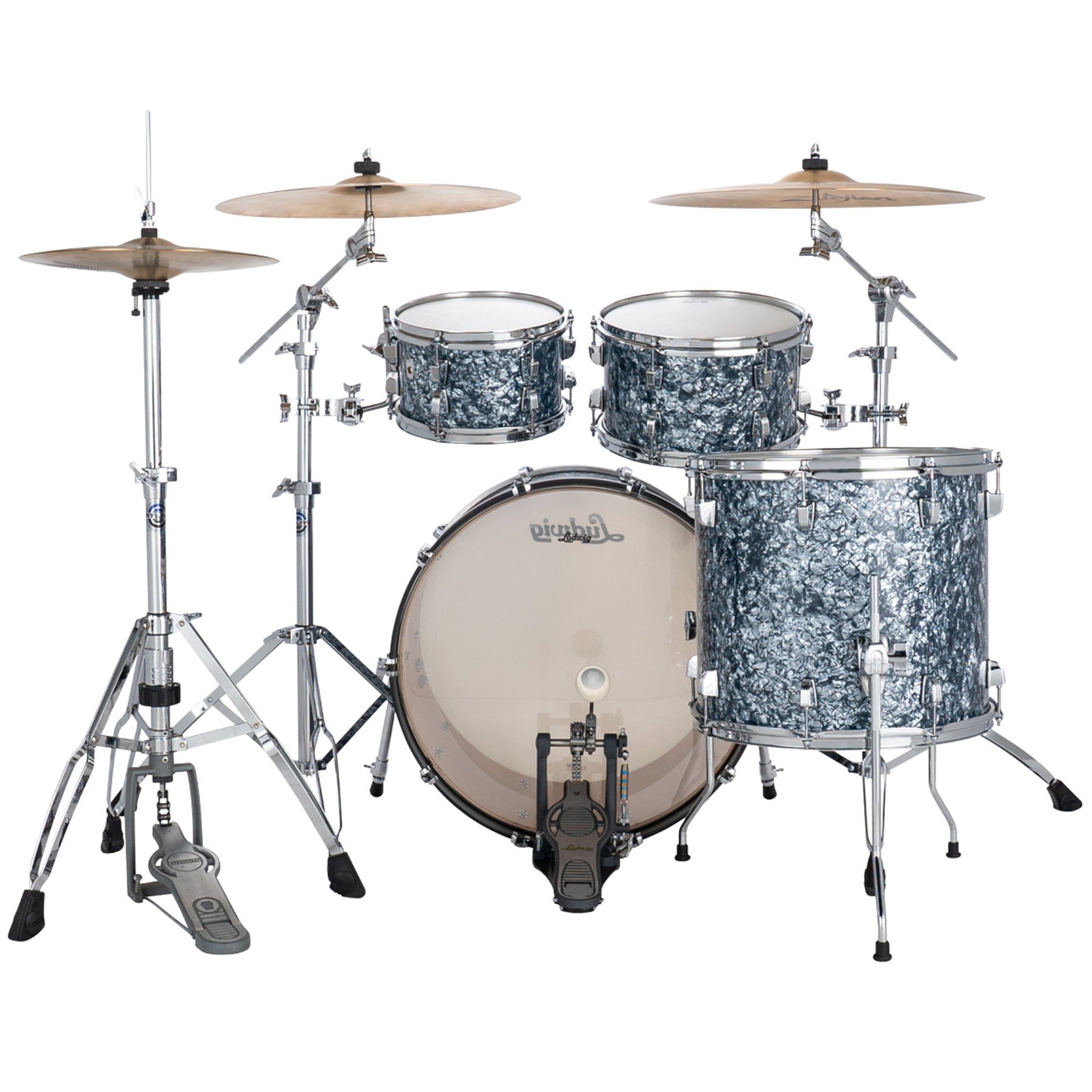 Ludwig NeuSonic Rapid MOD2 4-piece Acoustic Drum Set Shell Pack Steel Blue Pearl