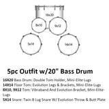 Ludwig Evolution 5pc Acoustic Drum Set with 20" Bass Drum Cherry