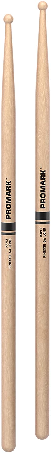Promark Finesse 5A Long Maple Drumstick, Small Round Wood Tip