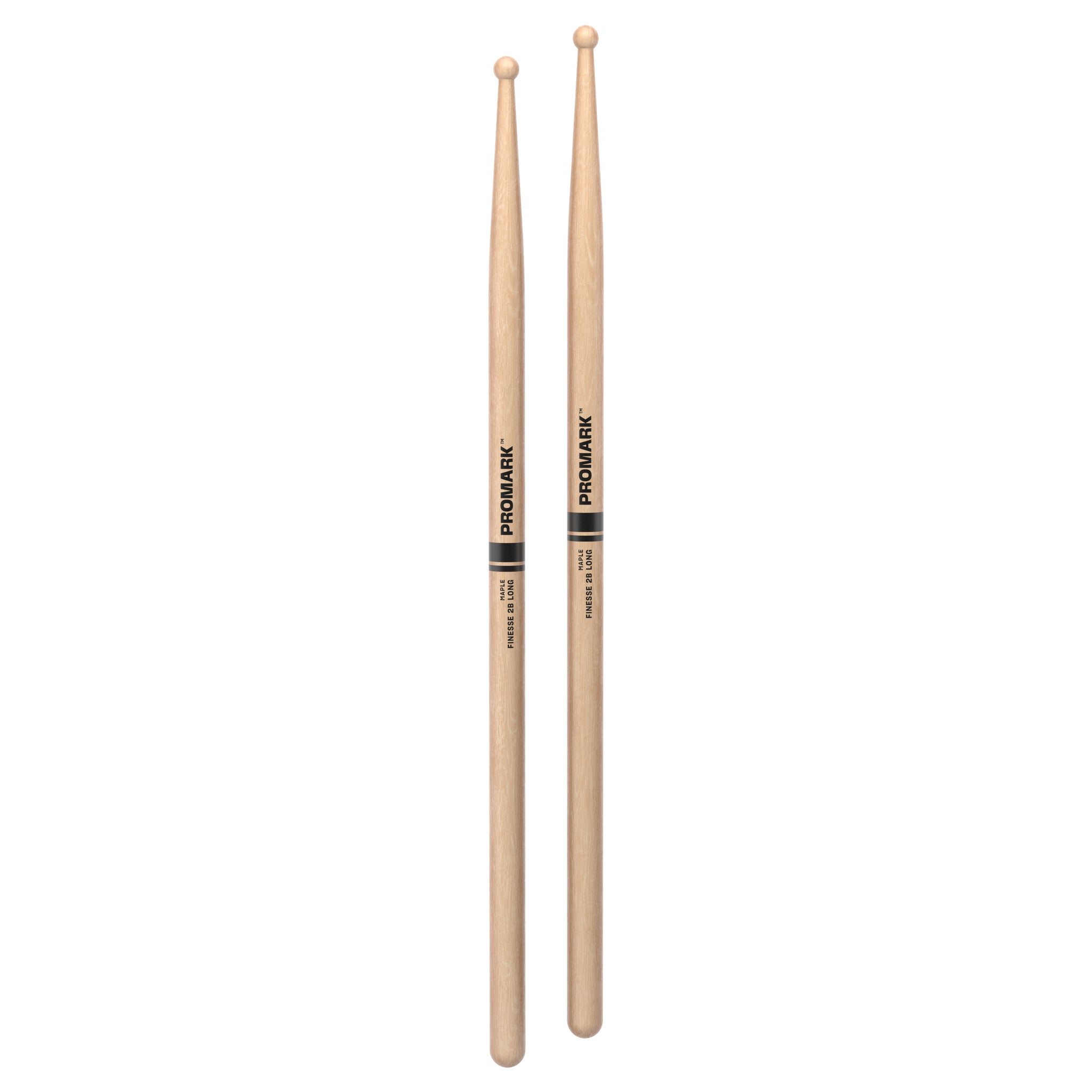 ProMark Finesse 2B Long Maple Drumsticks, Small Round Wood Tip