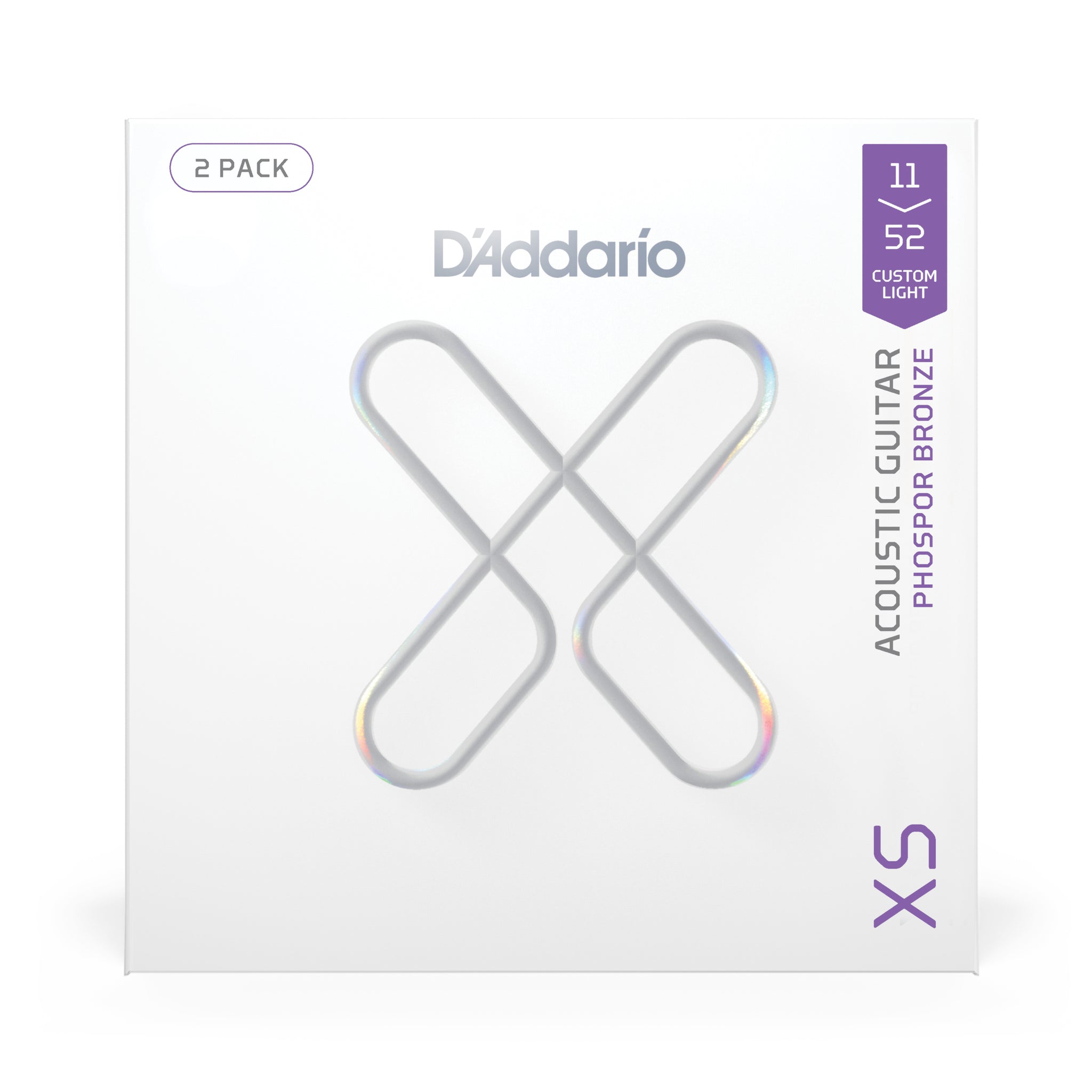 D'Addario 11-52 Custom Light Coated Acoustic Guitar Strings 2-Pack