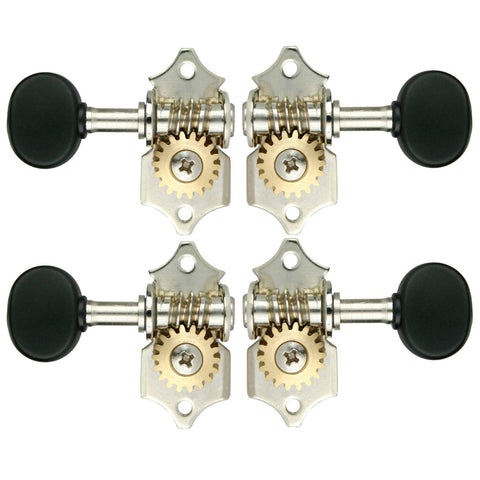 Ovation Chrome Ukulele Tuning Machines Set, Rubberized Black Pegs, 2+2