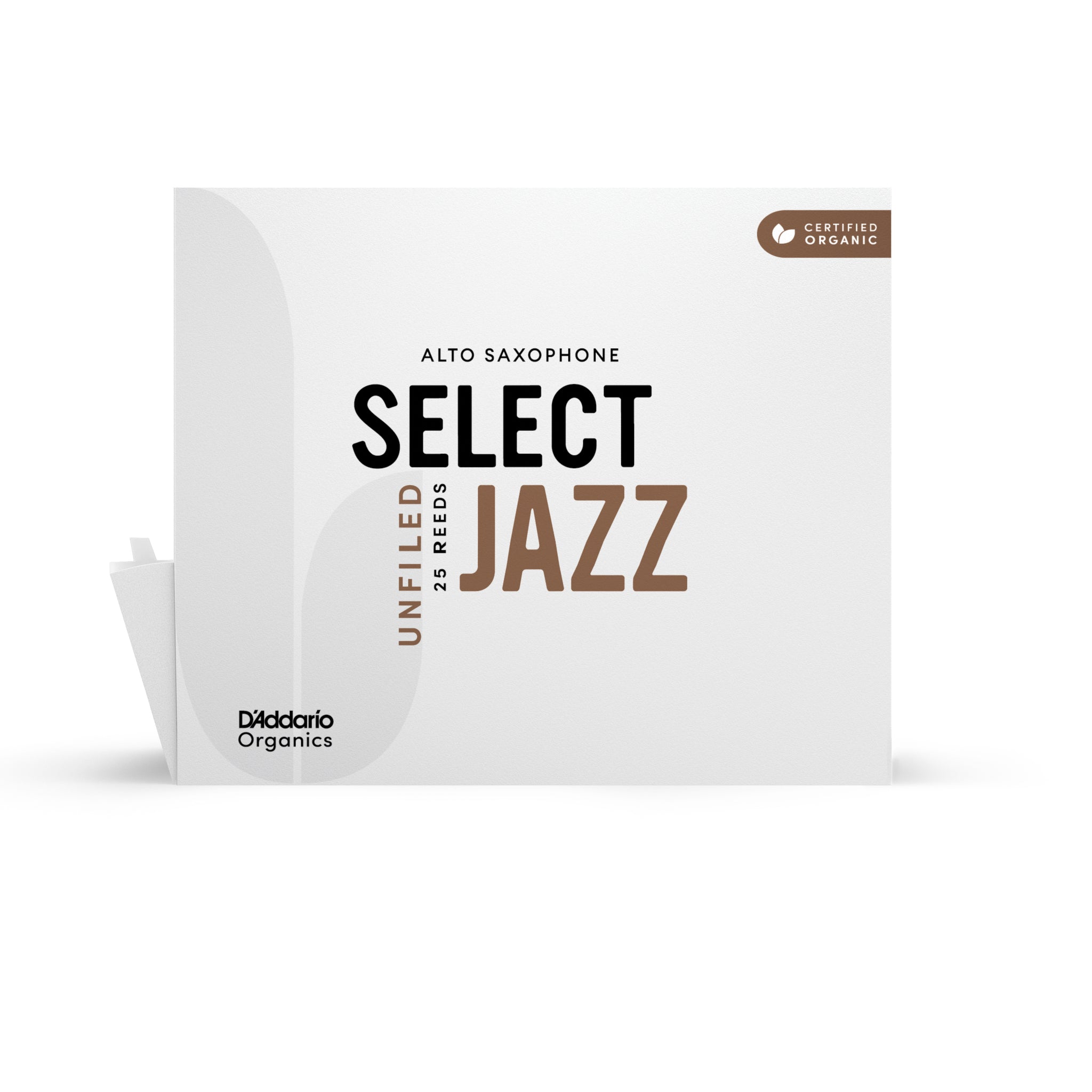 D'Addario Organic Select Jazz Unfiled Alto Saxophone Reeds, Size 2 Hard, 25-Pack