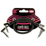 Ernie Ball Flat Ribbon Stereo Patch Cable 12in - Black - 2 Pack