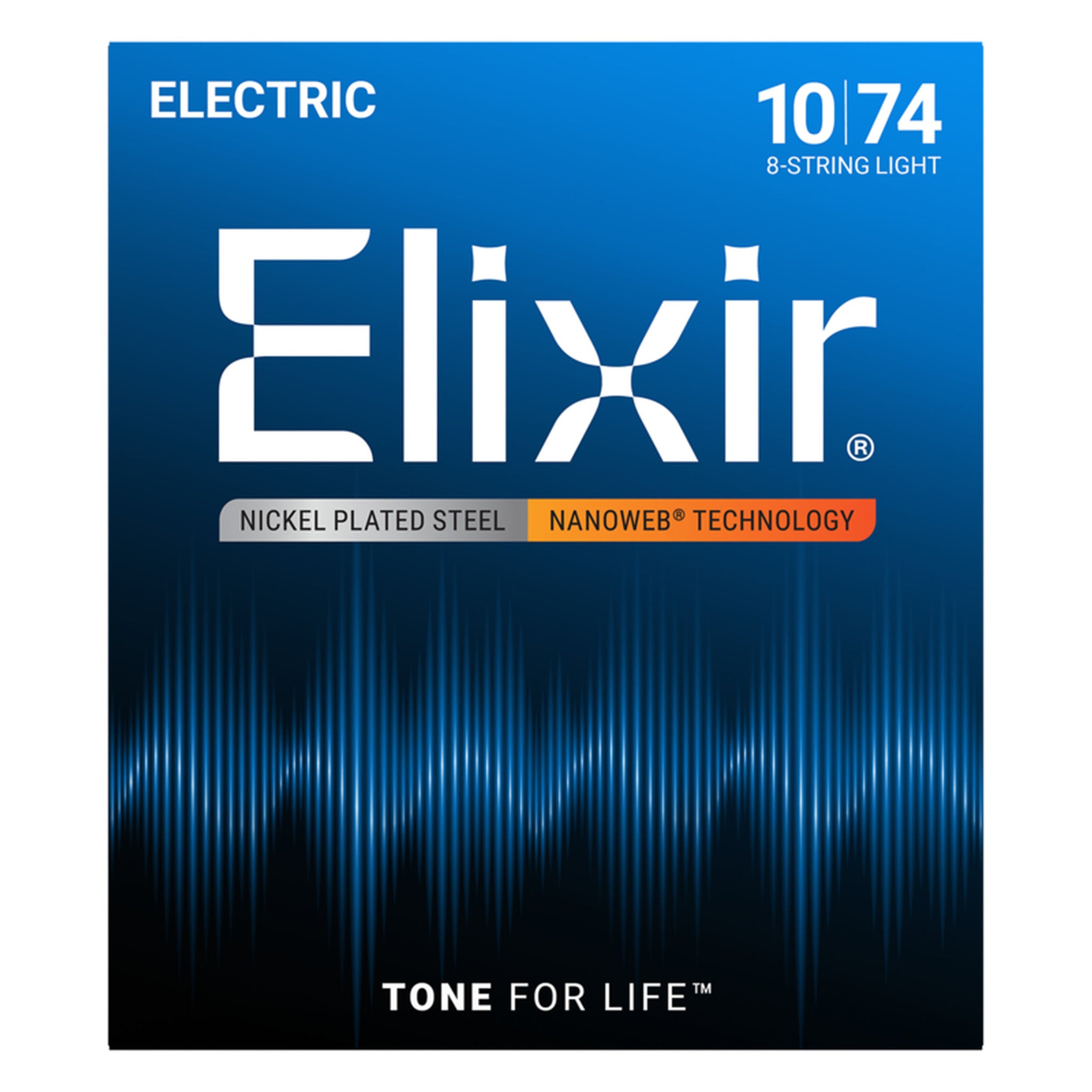 Elixir 8-String Electric Guitar Strings, NANOWEB, Light (.010-.074)