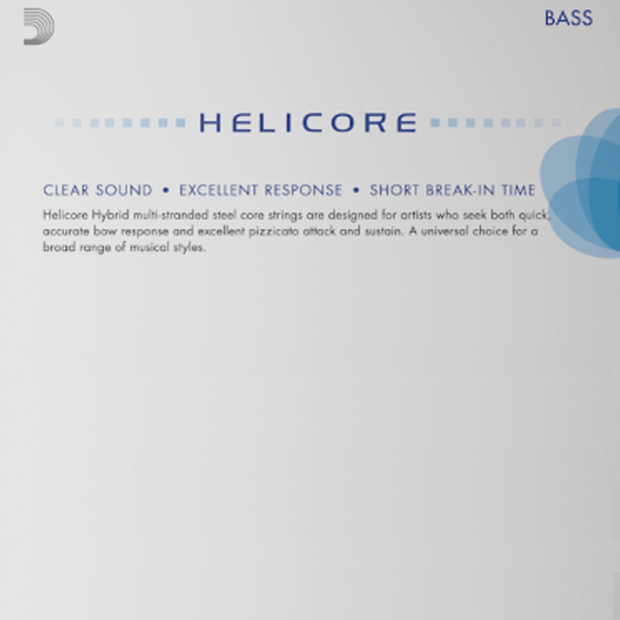 D'Addario Helicore Hybrid Bass Single E String, 3/4 Scale, Medium, Bulk 10-Pack