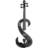 Stagg 4/4 Electric Violin Set With S-shaped Metallic Black, Case & Headphones