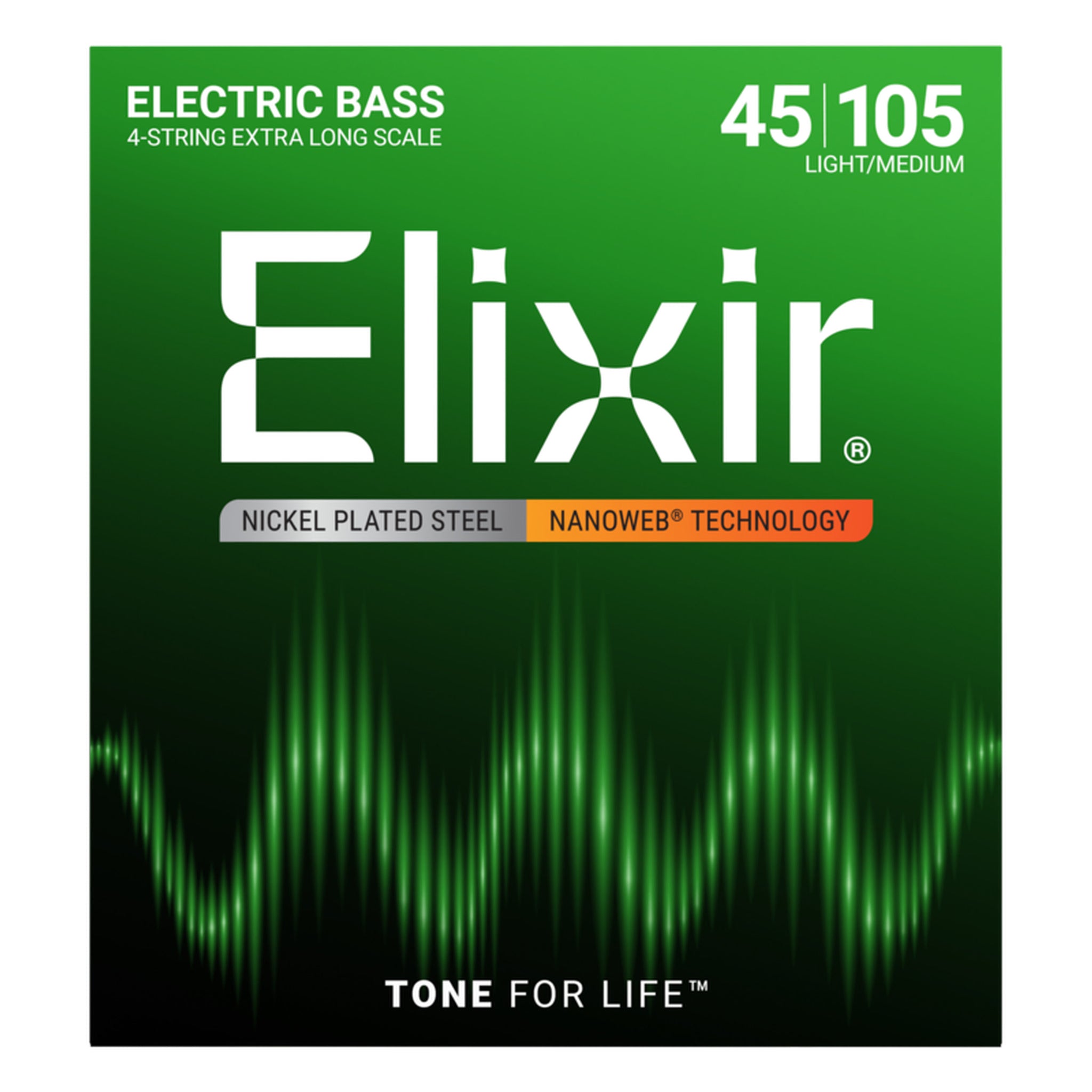 Elixir Nickel Plated Steel Bass Strings Extra Long Scale Light/Med 045-105