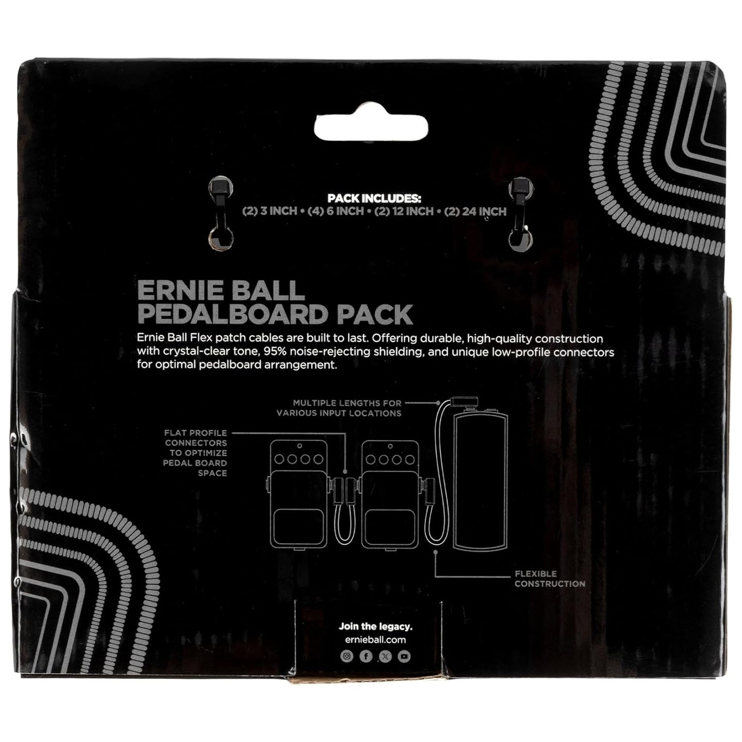 Ernie Ball Flex Patch Cables Pedalboard Multi-Pack - Black