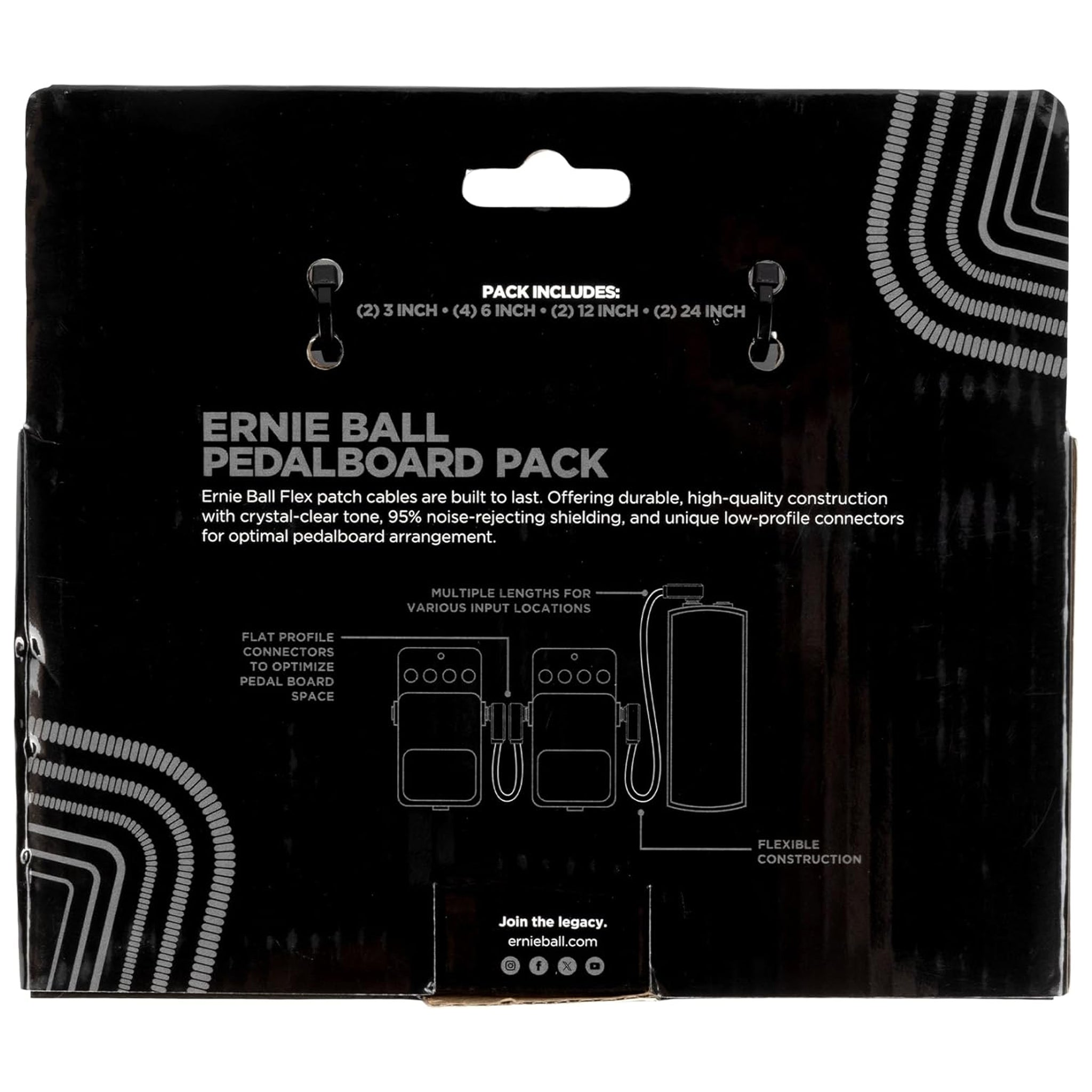 Ernie Ball Flex Patch Cables Pedalboard Multi-Pack - Black