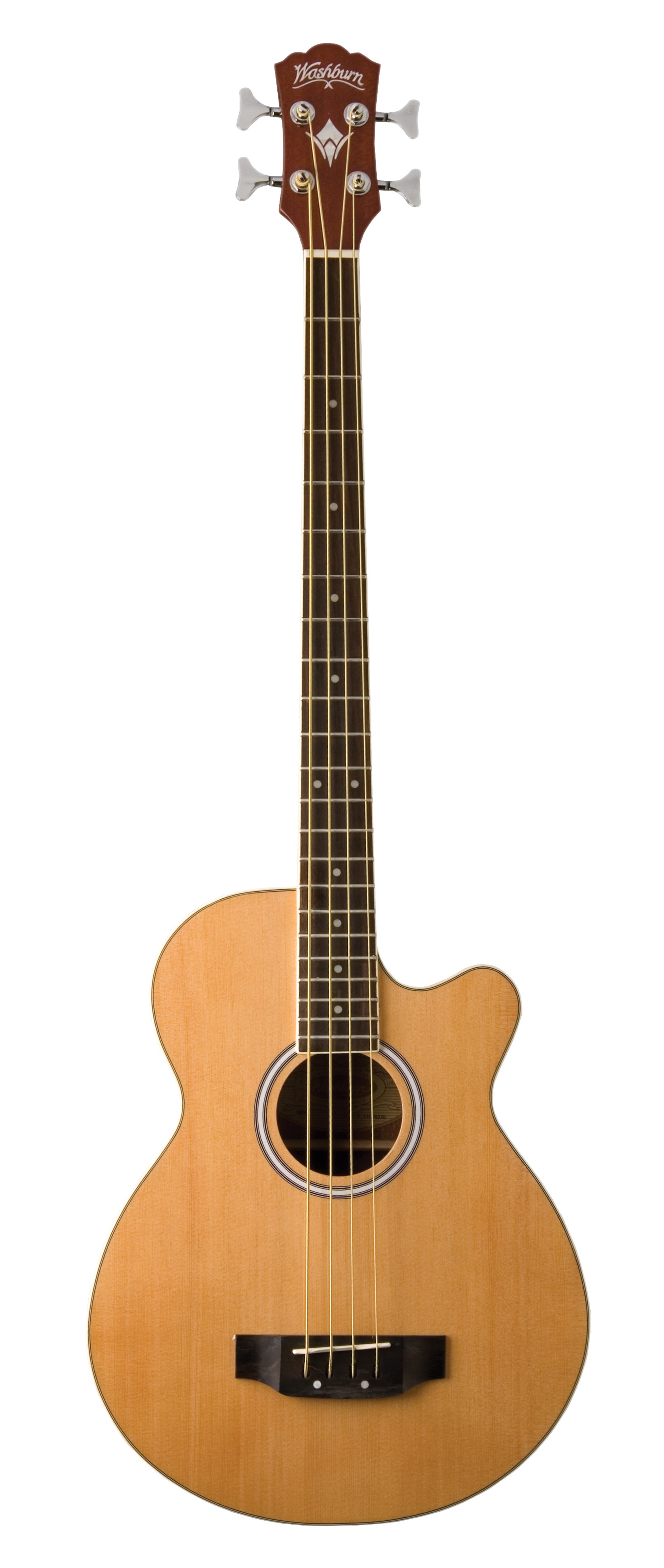 Washburn AB5 Cutaway Acoustic Electric Bass Guitar. Natural